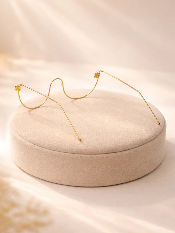 Gold Tone Brass Minimal Pearl Blossom Facelet Face Jewellery