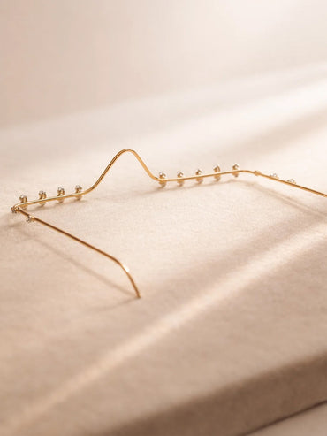 Gold Tone Brass Crystal Drop Curve Facelet Face Jewellery