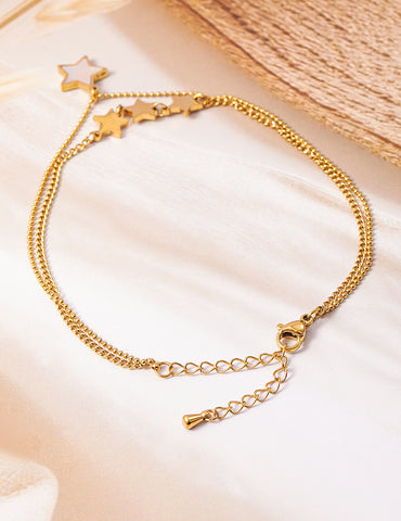 18K Gold Plated Stainless Steel Tarnish-Free Waterproof Star Charm Anklet