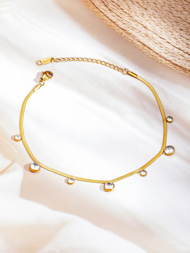 Dangling American Diamond Zirconia Gold Plated Anklet