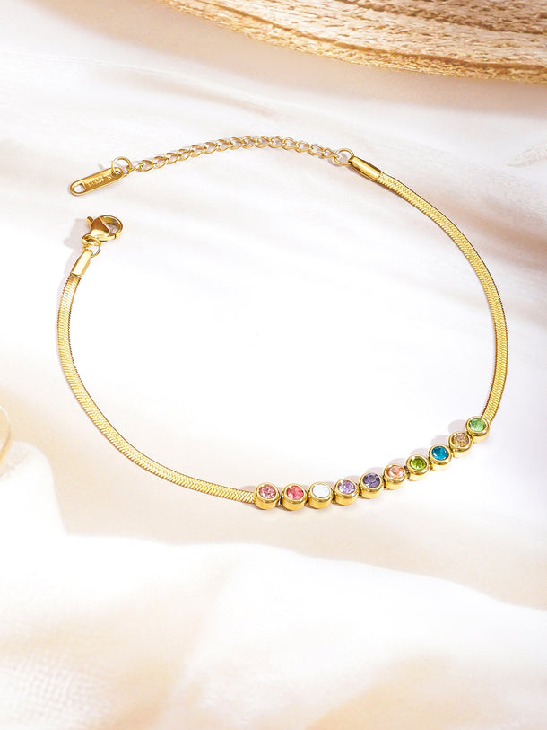 Multicolor Gold Toned Anklet