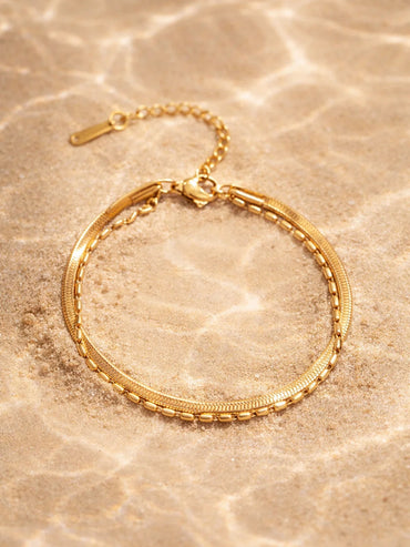 Demi Fine 18K Gold Plated Dual Chain Layered Anklet | Anti Tarnish