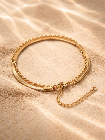 Demi Fine 18K Gold Plated Dual Chain Layered Anklet | Anti Tarnish