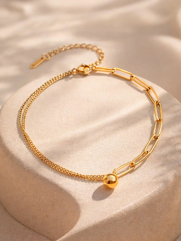 Demi Fine 18K Gold Plated Paperclip Chain Ball Anklet | Anti Tarnish
