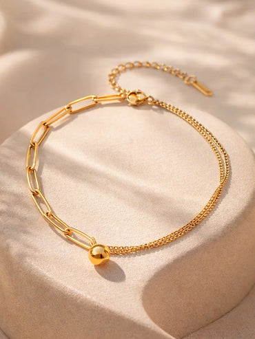 Demi Fine 18K Gold Plated Paperclip Chain Ball Anklet | Anti Tarnish