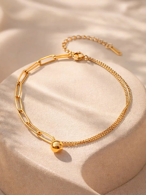 Demi Fine 18K Gold Plated Paperclip Chain Ball Anklet | Anti Tarnish