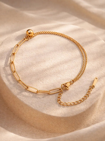 Demi Fine 18K Gold Plated Paperclip Chain Ball Anklet | Anti Tarnish