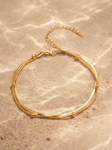 Demi Fine 18K Gold Plated Layered Snake Chain Anklet | Anti Tarnish