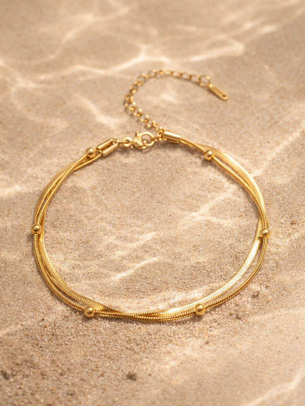 Demi Fine 18K Gold Plated Layered Snake Chain Anklet | Anti Tarnish