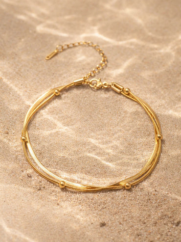 Demi Fine 18K Gold Plated Layered Snake Chain Anklet | Anti Tarnish