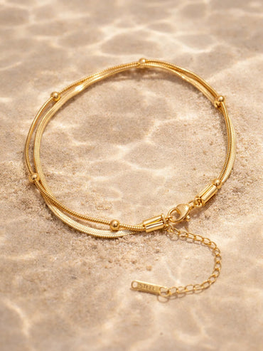 Demi Fine 18K Gold Plated Layered Snake Chain Anklet | Anti Tarnish