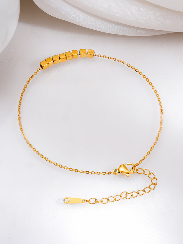 Demifine 18K Gold Plated Stainless steel Minimal Disc Detail Anklet