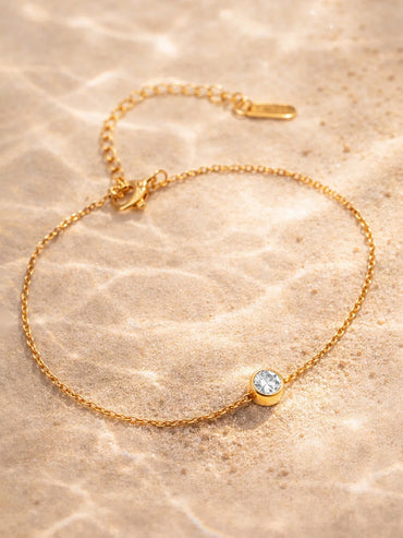 Demi Fine 18K Gold Plated Minimal Crystal Chain Anklet | Anti Tarnish