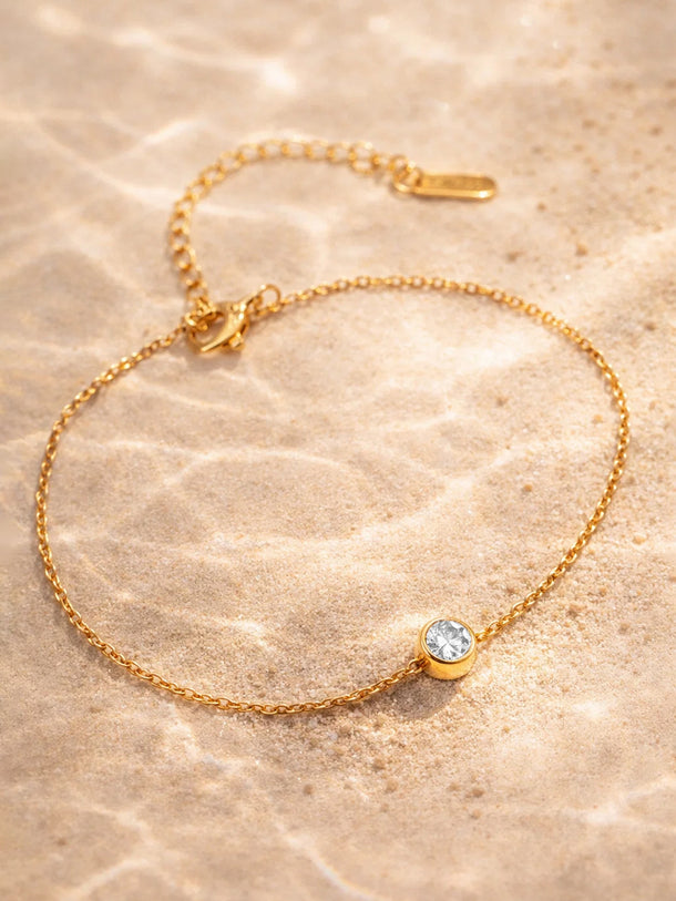 Demi Fine 18K Gold Plated Minimal Crystal Chain Anklet | Anti Tarnish