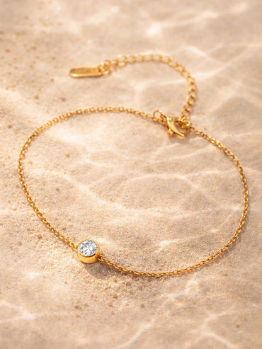 Demi Fine 18K Gold Plated Minimal Crystal Chain Anklet | Anti Tarnish