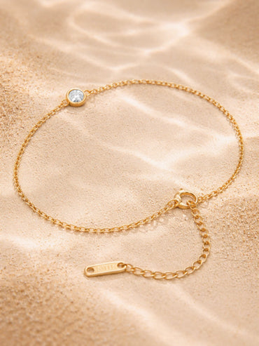 Demi Fine 18K Gold Plated Minimal Crystal Chain Anklet | Anti Tarnish