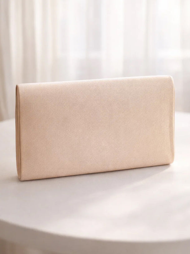 Gold Bloom Embellished Satin Clutch