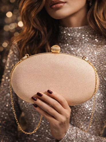 Metallic Gold Oval Evening Clutch
