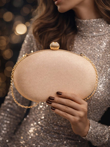 Metallic Gold Oval Evening Clutch