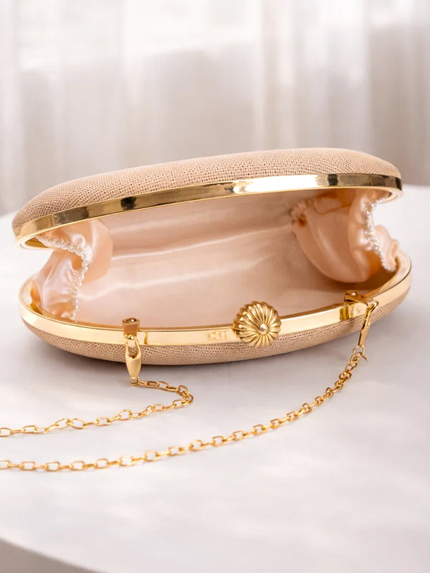 Metallic Gold Oval Evening Clutch