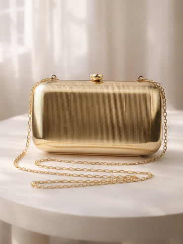 Luxe Gold Finish Evening Clutch