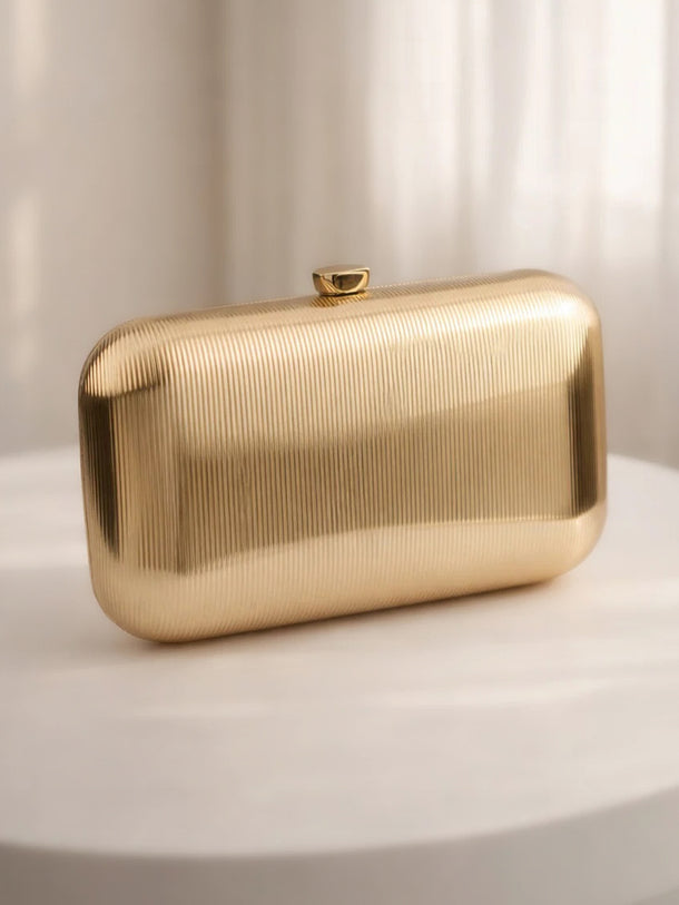 Luxe Gold Finish Evening Clutch