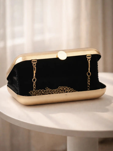 Luxe Gold Finish Evening Clutch