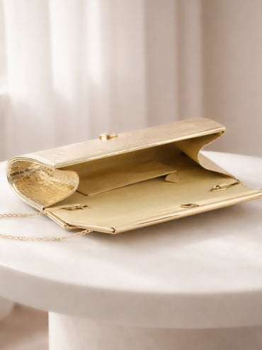 Metallic Gold Croc Chic Envelope Clutch