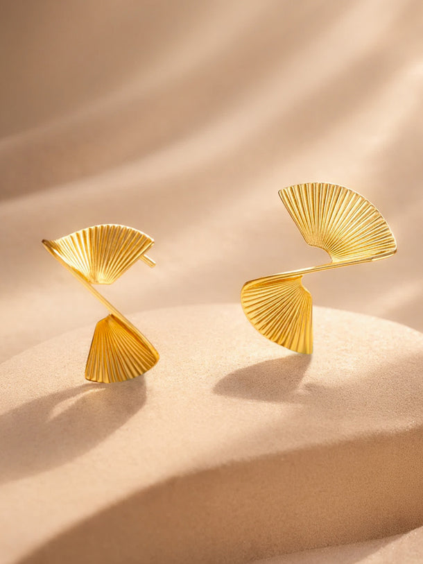 Gold Plated Twisted Sculpted Hoop Earrings Set