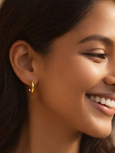 Gold Plated Circular Half Hoop Earrings Set