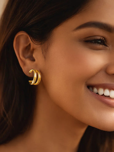 Gold Plated Hoop Earrings Set