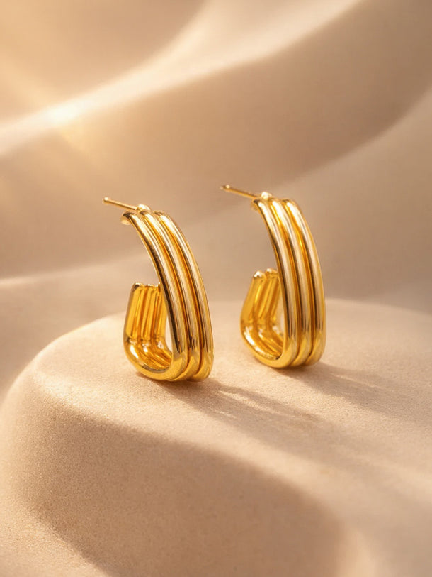 Gold Plated Hoop Earrings Set