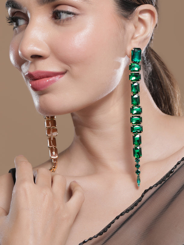 Urban Spark Green Crystal Danglers