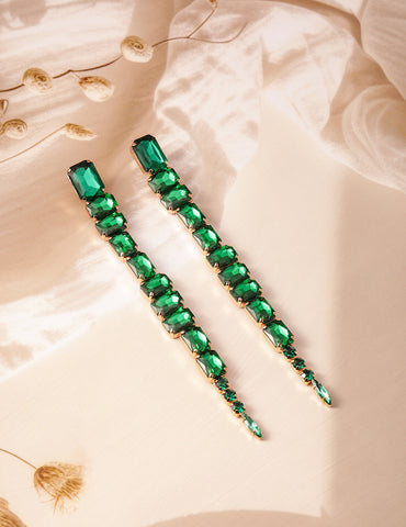 Urban Spark Green Crystal Danglers