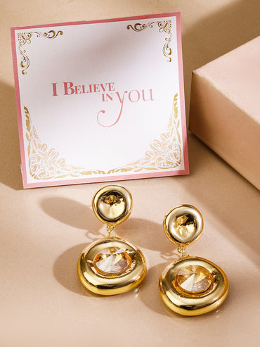 Crystal Kiss Golden Drop Earrings