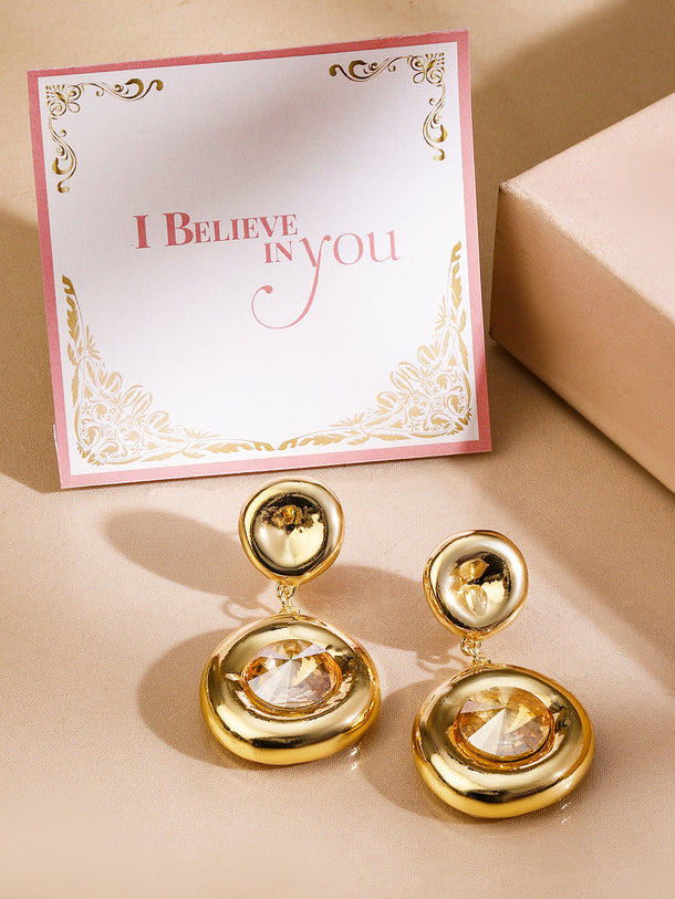 Crystal Kiss Golden Drop Earrings