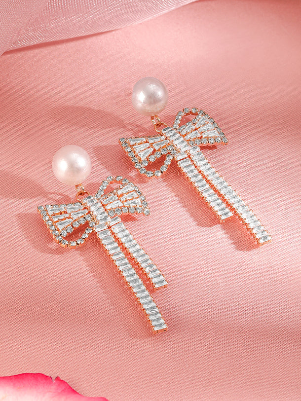 Luxe Ribbon with Pearl Earrings