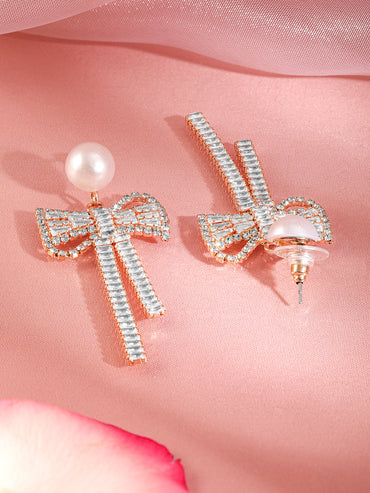 Luxe Ribbon with Pearl Earrings