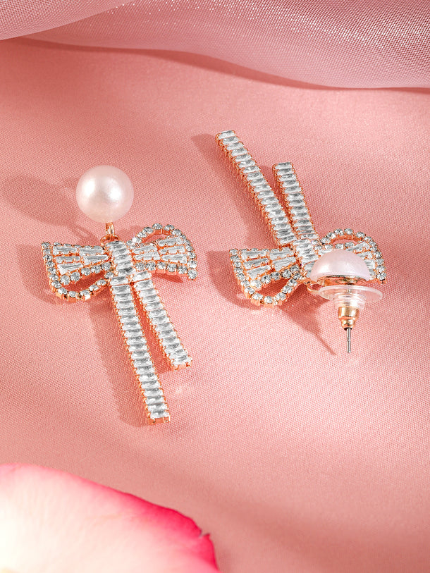 Luxe Ribbon with Pearl Earrings