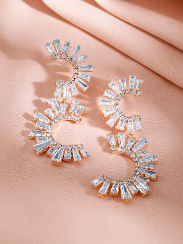 Vibrant Curves Crystal Studded Statement Earrings