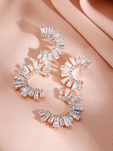 Vibrant Curves Crystal Studded Statement Earrings