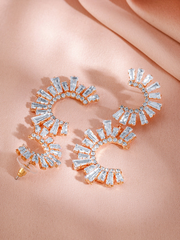 Vibrant Curves Crystal Studded Statement Earrings