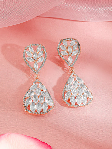 Crystal Embellished Gold Toned Dangler Earrings