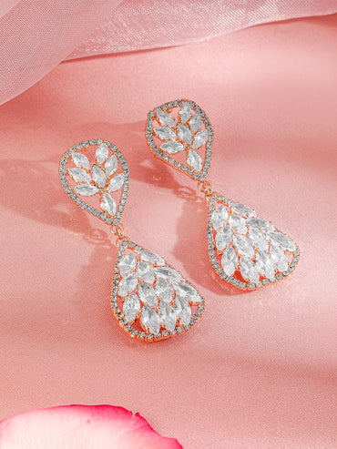 Crystal Embellished Gold Toned Dangler Earrings