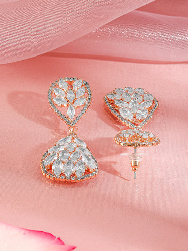 Crystal Embellished Gold Toned Dangler Earrings