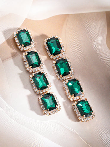 Chic Bloom Emerald and Crystal Studs