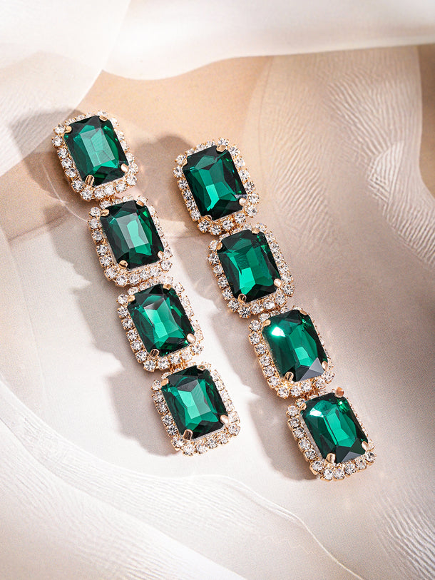 Chic Bloom Emerald and Crystal Studs