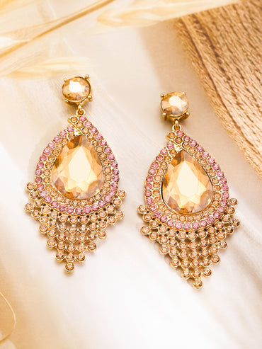 Pink Champagne Crystal Dangler Earrings