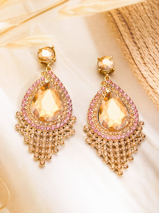 Pink Champagne Crystal Dangler Earrings