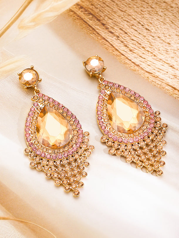 Pink Champagne Crystal Dangler Earrings